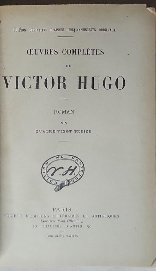Œuvres Complètes de Victor Hugo: Roman XIV Quatre-vingt-treize