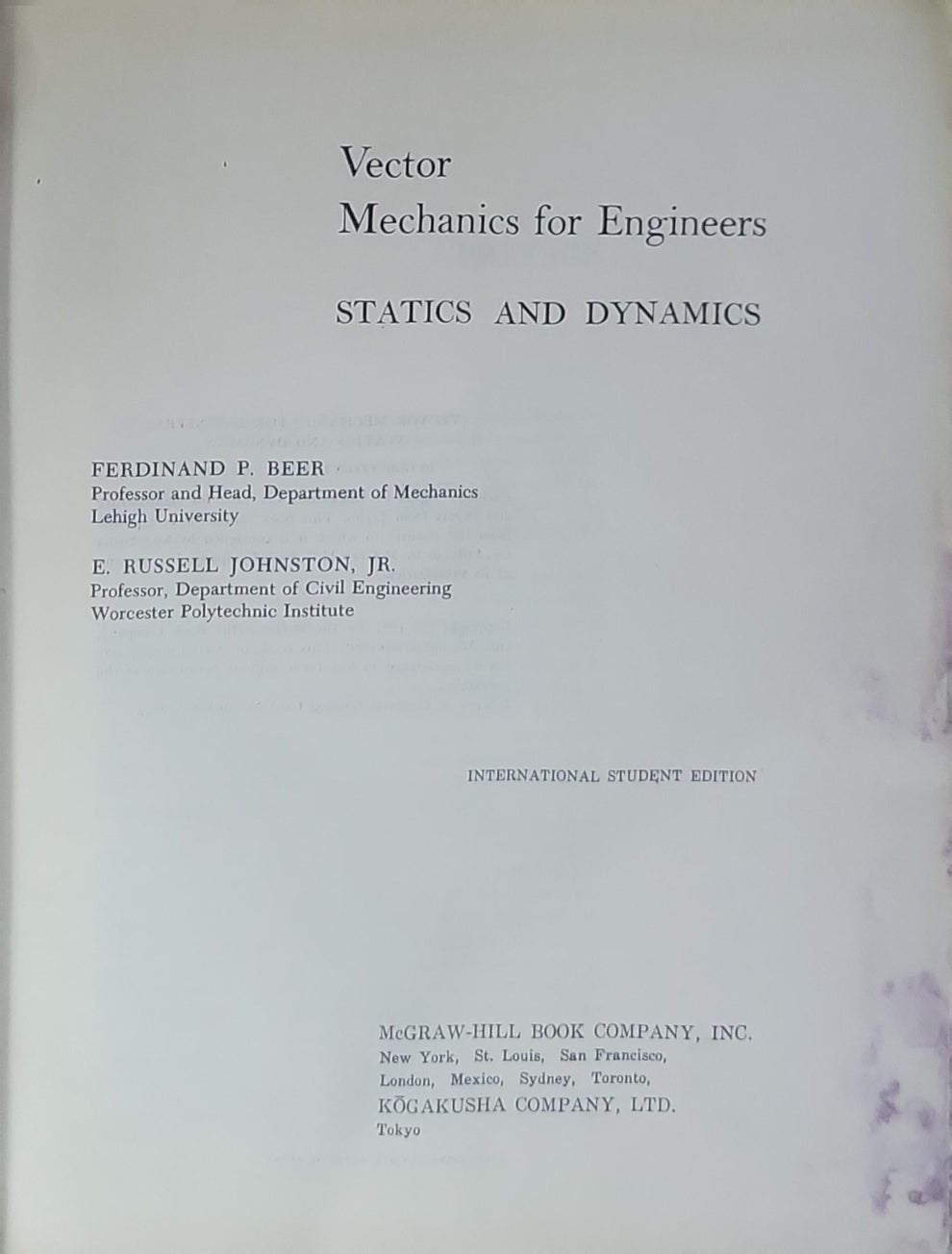 Vector Mechanics for Engineers: Statics and Dynamics By Ferdinand P ...