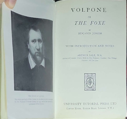 Volpone; or, The Foxe: by Ben Jonson; with introduction and notes by Arthur Sale