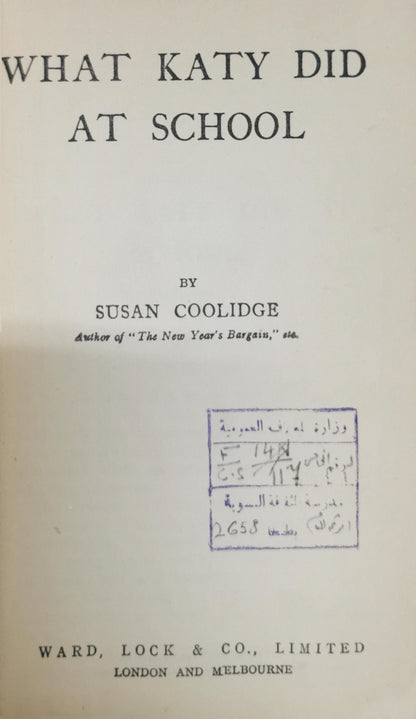 What Katy Did at School By Susan Coolidge